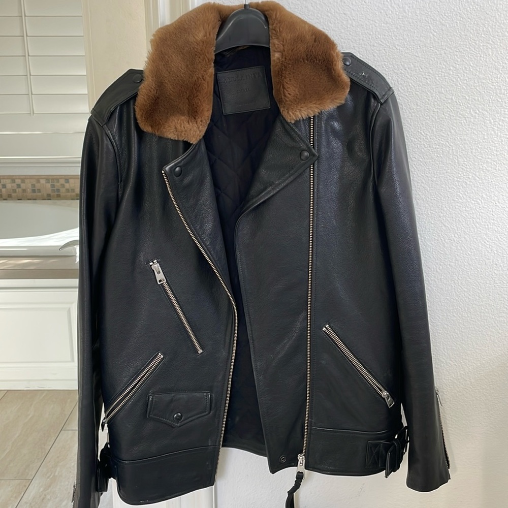 All Saints Leather Biker Jacket (Sherwood)